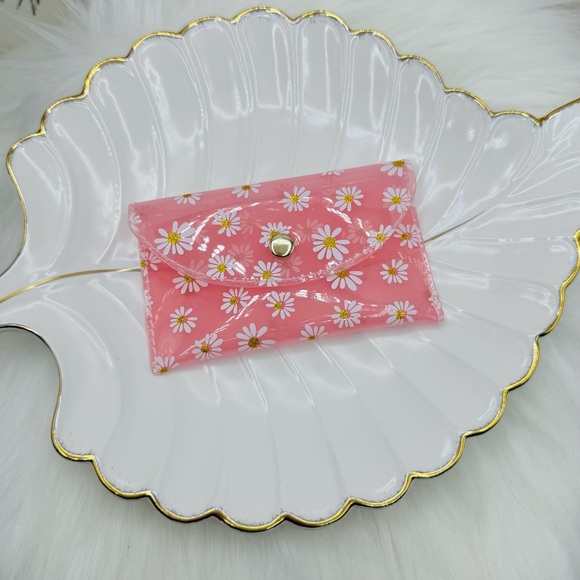 Florals Clear Card Case Wallet in Pink - Picture 3 of 6